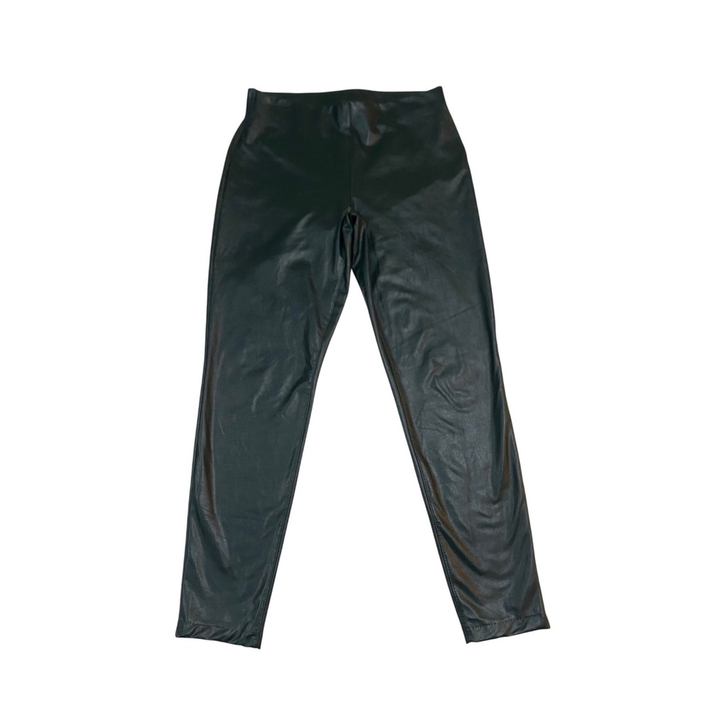 Vince Camuto Womens Faux Leather Leggings Dark Green High Rise Size S